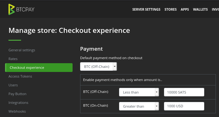 Configuración del servidor BTCPay